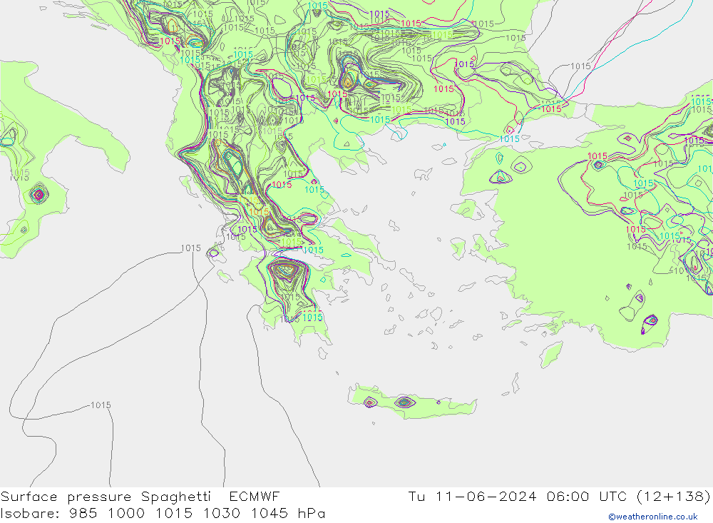 Surface pressure Spaghetti ECMWF Tu 11.06.2024 06 UTC