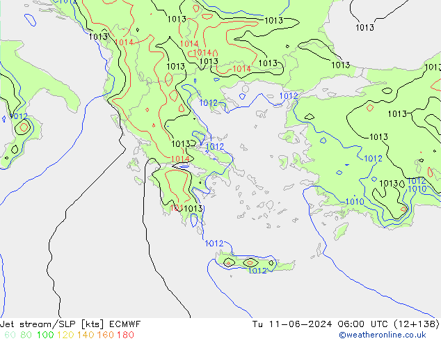 Straalstroom/SLP ECMWF di 11.06.2024 06 UTC