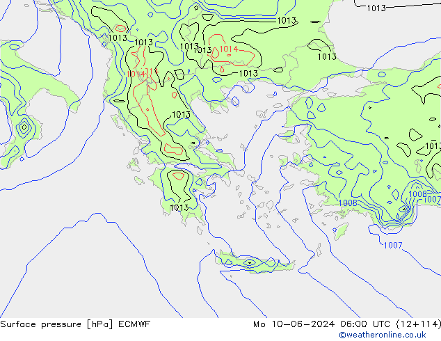 Yer basıncı ECMWF Pzt 10.06.2024 06 UTC