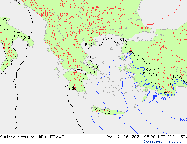 pressão do solo ECMWF Qua 12.06.2024 06 UTC