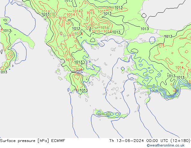 Yer basıncı ECMWF Per 13.06.2024 00 UTC