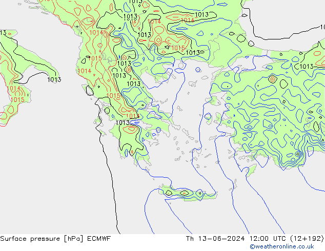 Yer basıncı ECMWF Per 13.06.2024 12 UTC