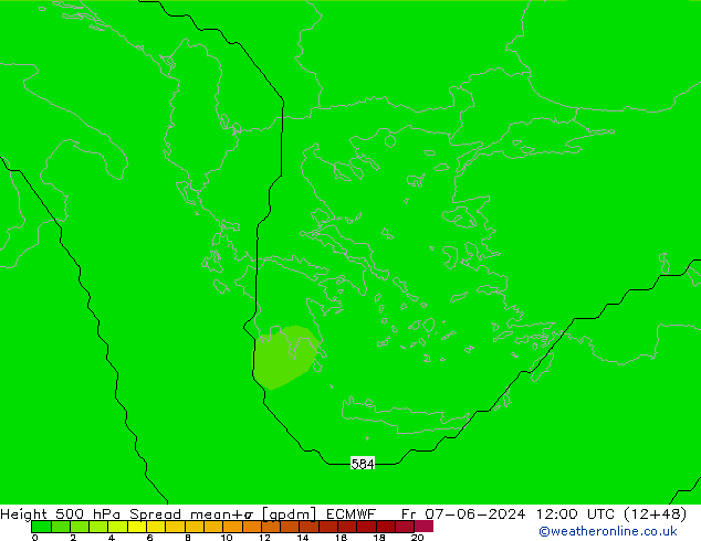 Géop. 500 hPa Spread ECMWF ven 07.06.2024 12 UTC