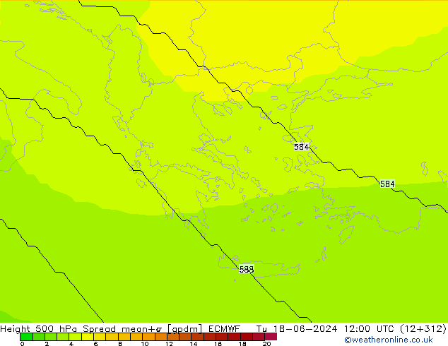 Height 500 hPa Spread ECMWF Tu 18.06.2024 12 UTC