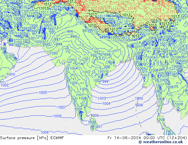 pression de l'air ECMWF ven 14.06.2024 00 UTC