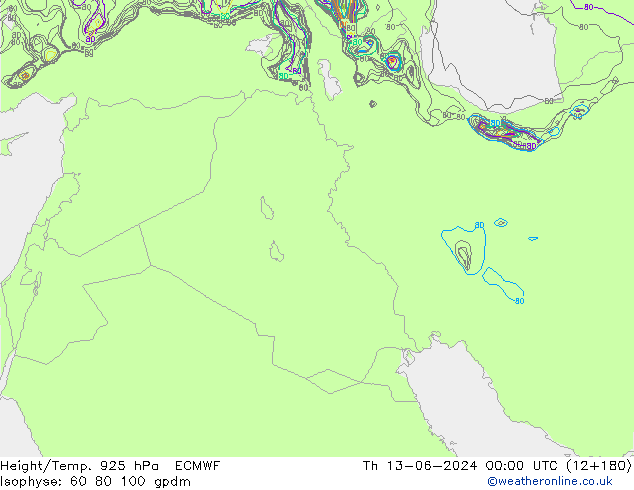 Géop./Temp. 925 hPa ECMWF jeu 13.06.2024 00 UTC