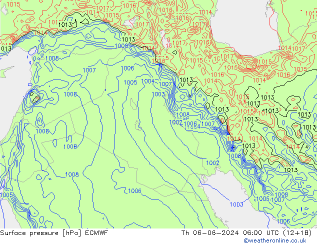 Pressione al suolo ECMWF gio 06.06.2024 06 UTC