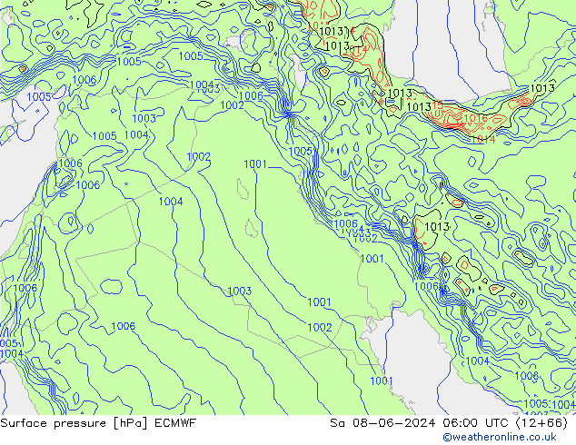 Presión superficial ECMWF sáb 08.06.2024 06 UTC