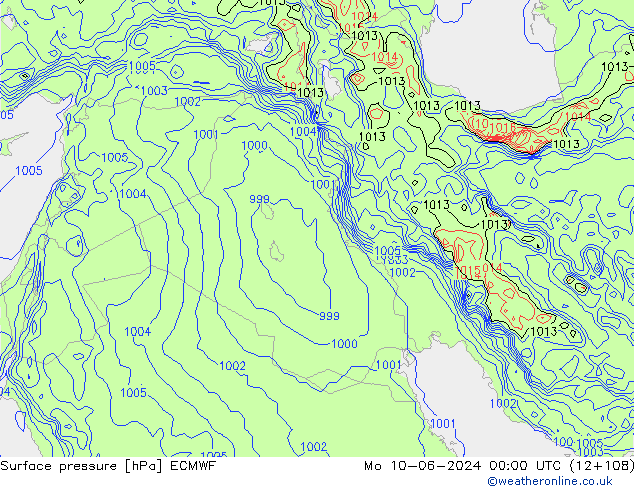 Surface pressure ECMWF Mo 10.06.2024 00 UTC