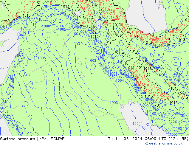 Pressione al suolo ECMWF mar 11.06.2024 06 UTC