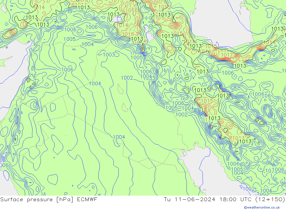 приземное давление ECMWF вт 11.06.2024 18 UTC