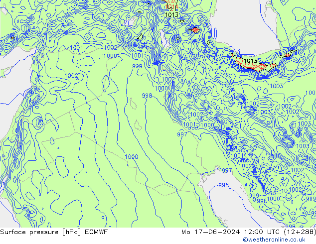 Surface pressure ECMWF Mo 17.06.2024 12 UTC