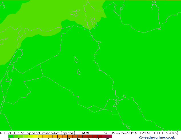 RH 700 hPa Spread ECMWF Su 09.06.2024 12 UTC