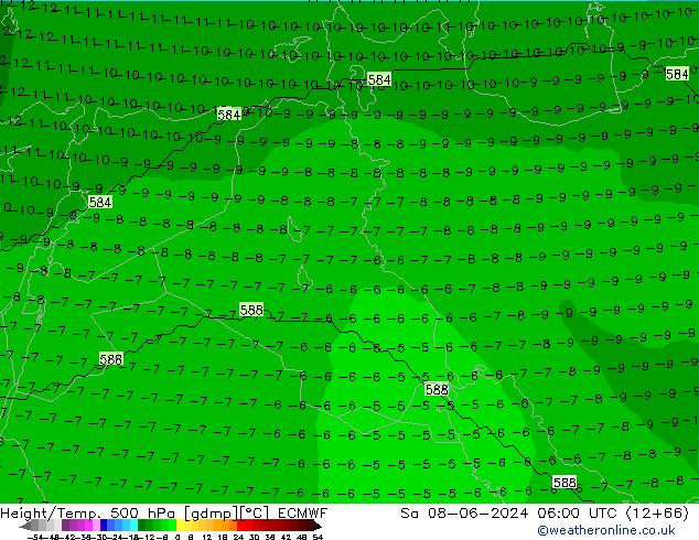 Yükseklik/Sıc. 500 hPa ECMWF Cts 08.06.2024 06 UTC