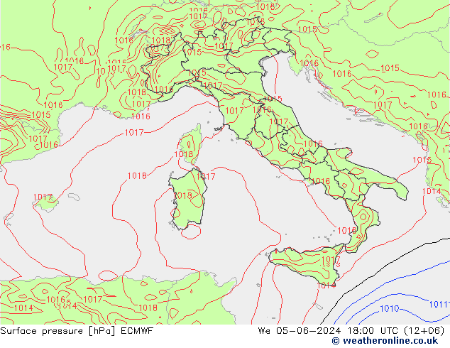 Surface pressure ECMWF We 05.06.2024 18 UTC