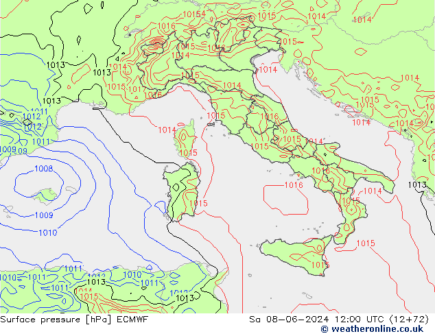 pressão do solo ECMWF Sáb 08.06.2024 12 UTC