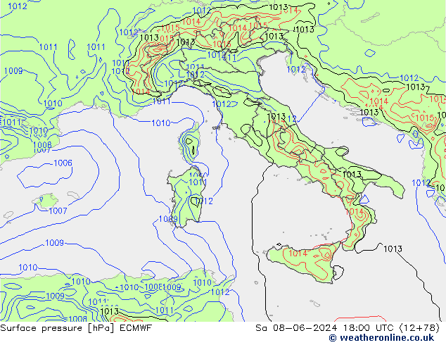 Luchtdruk (Grond) ECMWF za 08.06.2024 18 UTC