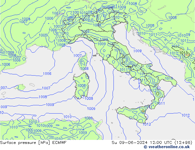 pression de l'air ECMWF dim 09.06.2024 12 UTC