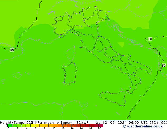 Height/Temp. 925 hPa ECMWF St 12.06.2024 06 UTC