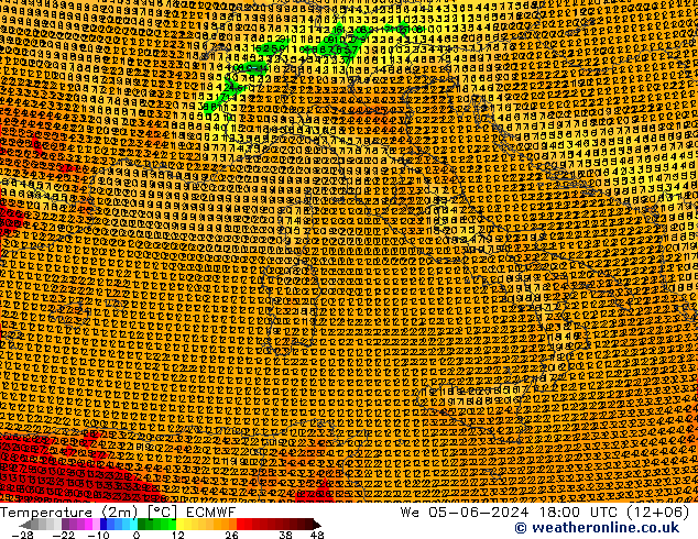 Temperature (2m) ECMWF We 05.06.2024 18 UTC