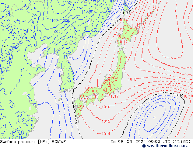 Yer basıncı ECMWF Cts 08.06.2024 00 UTC