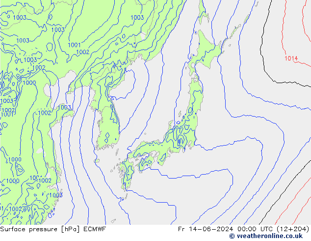 приземное давление ECMWF пт 14.06.2024 00 UTC