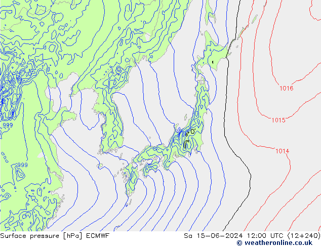 Atmosférický tlak ECMWF So 15.06.2024 12 UTC