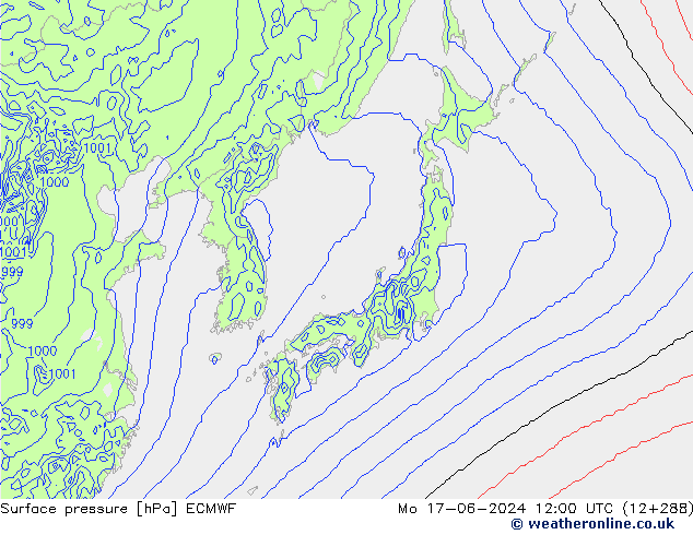 Surface pressure ECMWF Mo 17.06.2024 12 UTC