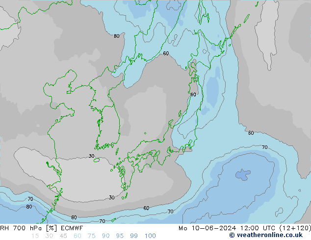 RH 700 hPa ECMWF  10.06.2024 12 UTC