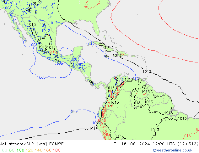 джет/приземное давление ECMWF вт 18.06.2024 12 UTC