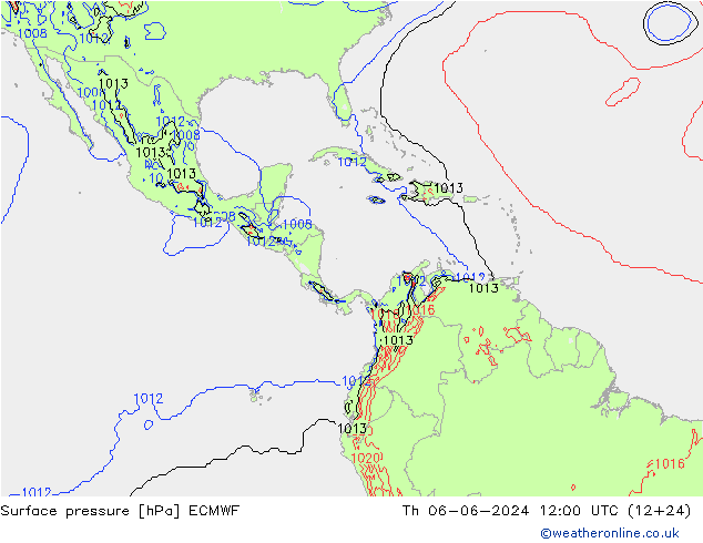 Atmosférický tlak ECMWF Čt 06.06.2024 12 UTC