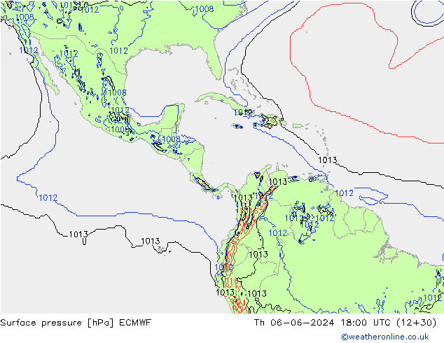 Surface pressure ECMWF Th 06.06.2024 18 UTC