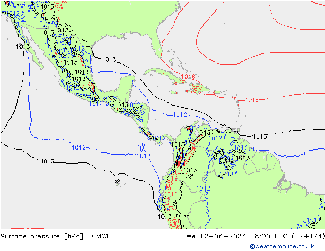 pressão do solo ECMWF Qua 12.06.2024 18 UTC