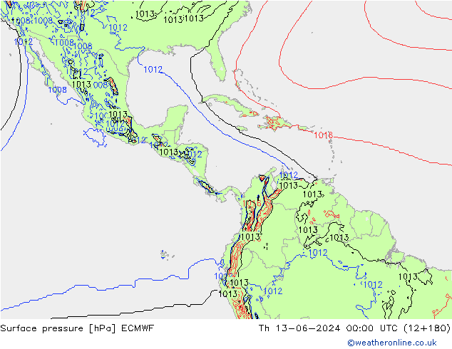 pression de l'air ECMWF jeu 13.06.2024 00 UTC