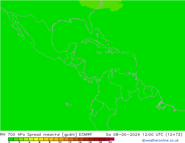 RH 700 hPa Spread ECMWF  08.06.2024 12 UTC
