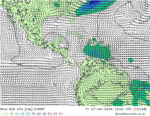 Viento 925 hPa ECMWF vie 07.06.2024 12 UTC