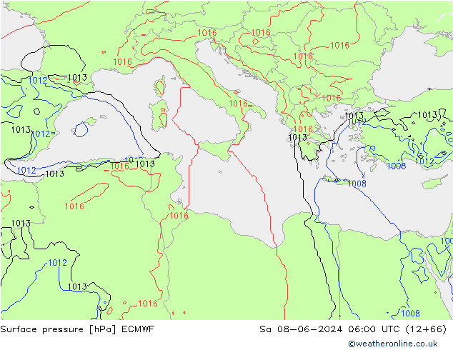 Atmosférický tlak ECMWF So 08.06.2024 06 UTC