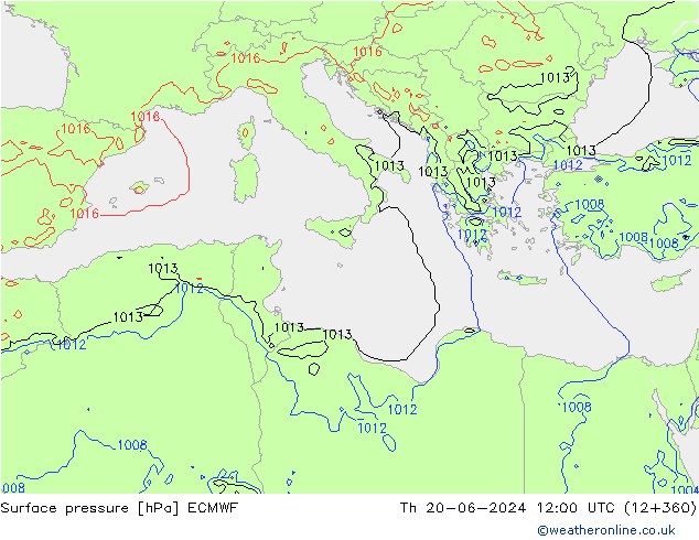 Yer basıncı ECMWF Per 20.06.2024 12 UTC