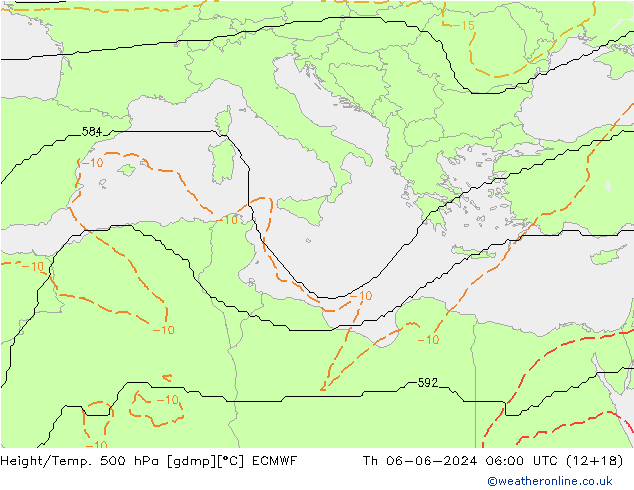 Height/Temp. 500 гПа ECMWF чт 06.06.2024 06 UTC