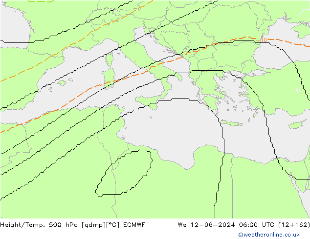 Geop./Temp. 500 hPa ECMWF mié 12.06.2024 06 UTC