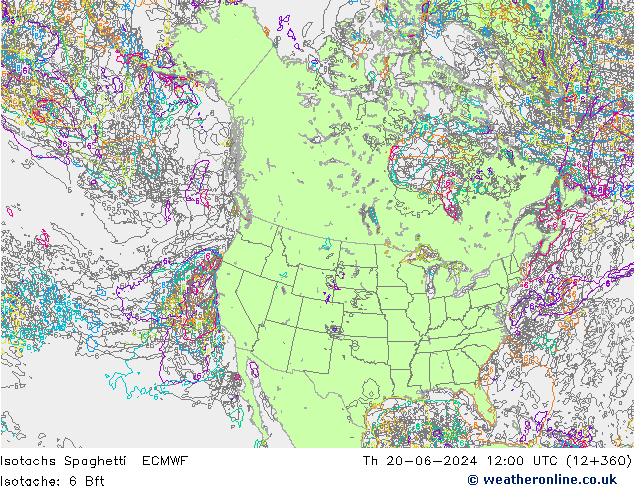 Eşrüzgar Hızları Spaghetti ECMWF Per 20.06.2024 12 UTC