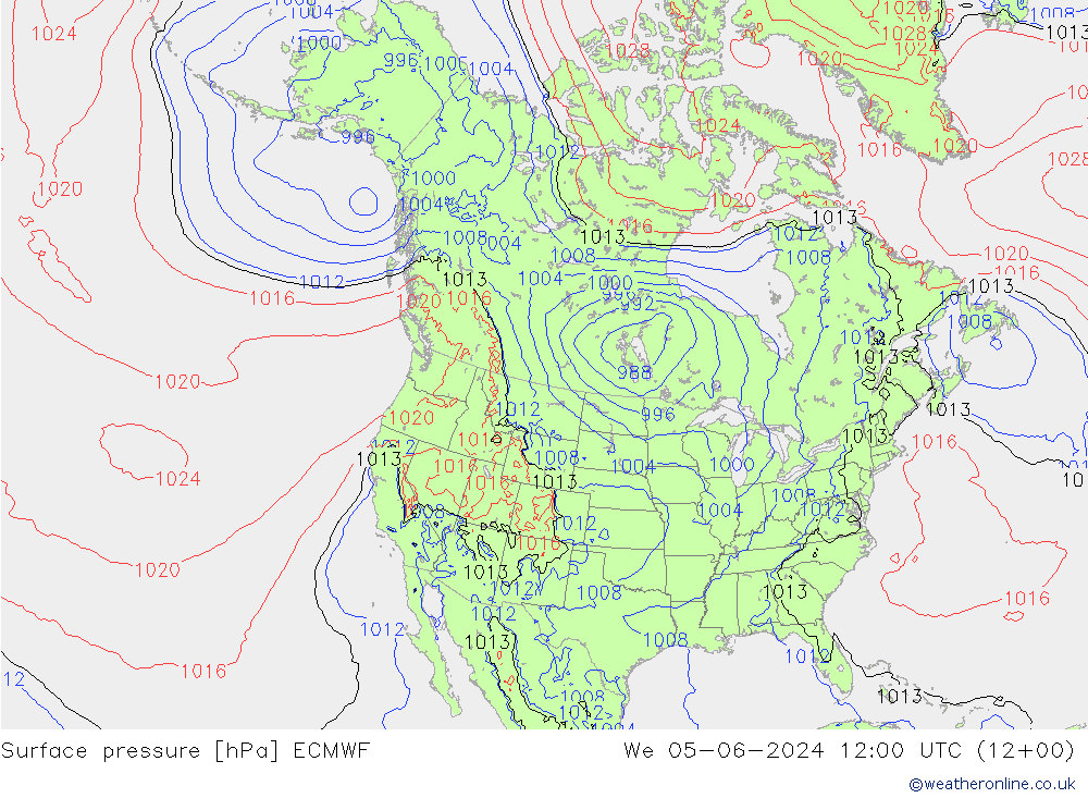 地面气压 ECMWF 星期三 05.06.2024 12 UTC