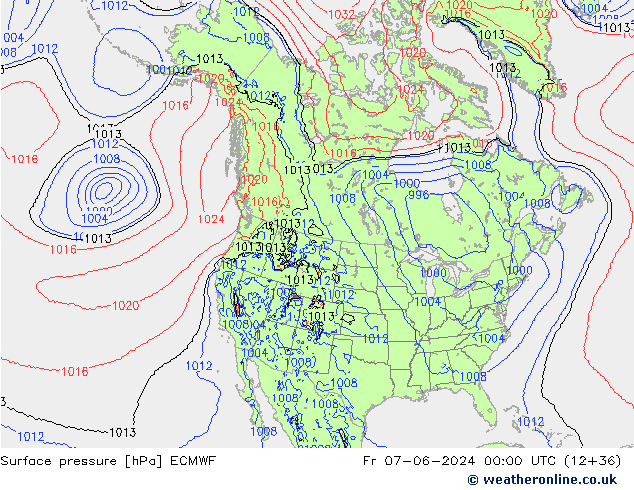 pression de l'air ECMWF ven 07.06.2024 00 UTC