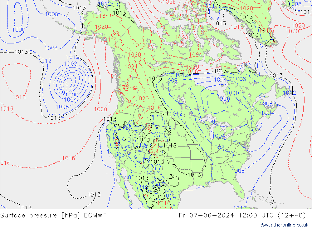 ciśnienie ECMWF pt. 07.06.2024 12 UTC