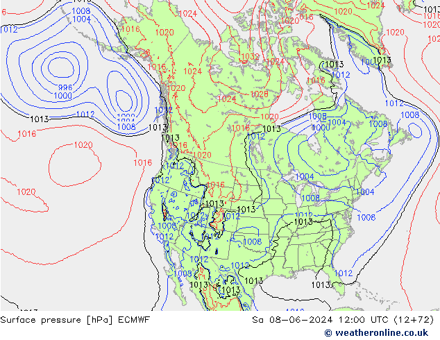 pression de l'air ECMWF sam 08.06.2024 12 UTC