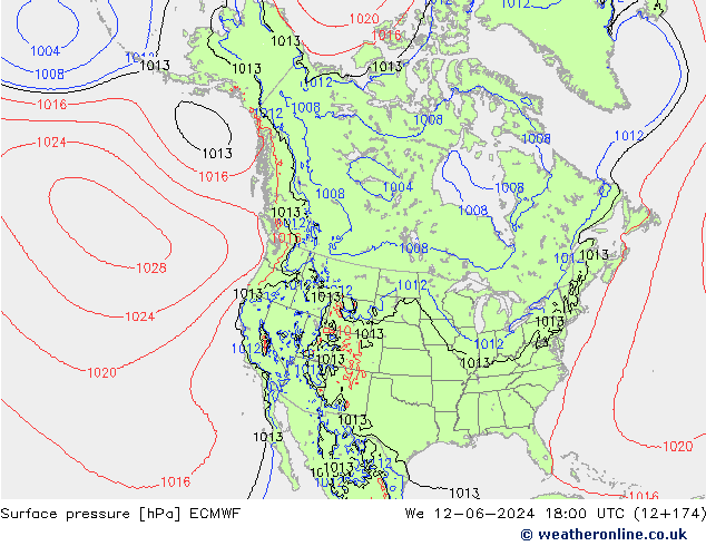 Bodendruck ECMWF Mi 12.06.2024 18 UTC