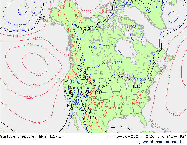 pression de l'air ECMWF jeu 13.06.2024 12 UTC