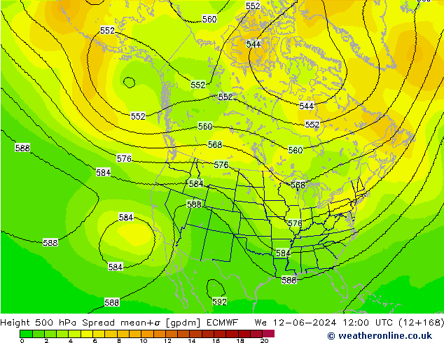 Géop. 500 hPa Spread ECMWF mer 12.06.2024 12 UTC