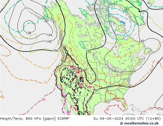 Height/Temp. 850 hPa ECMWF Ne 09.06.2024 00 UTC