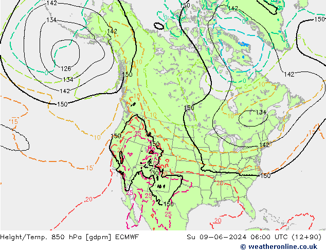 Géop./Temp. 850 hPa ECMWF dim 09.06.2024 06 UTC